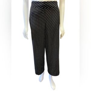 Adrianna Papell Pants High Rise Polka Dots Black/White Wide Leg Size Small EUC